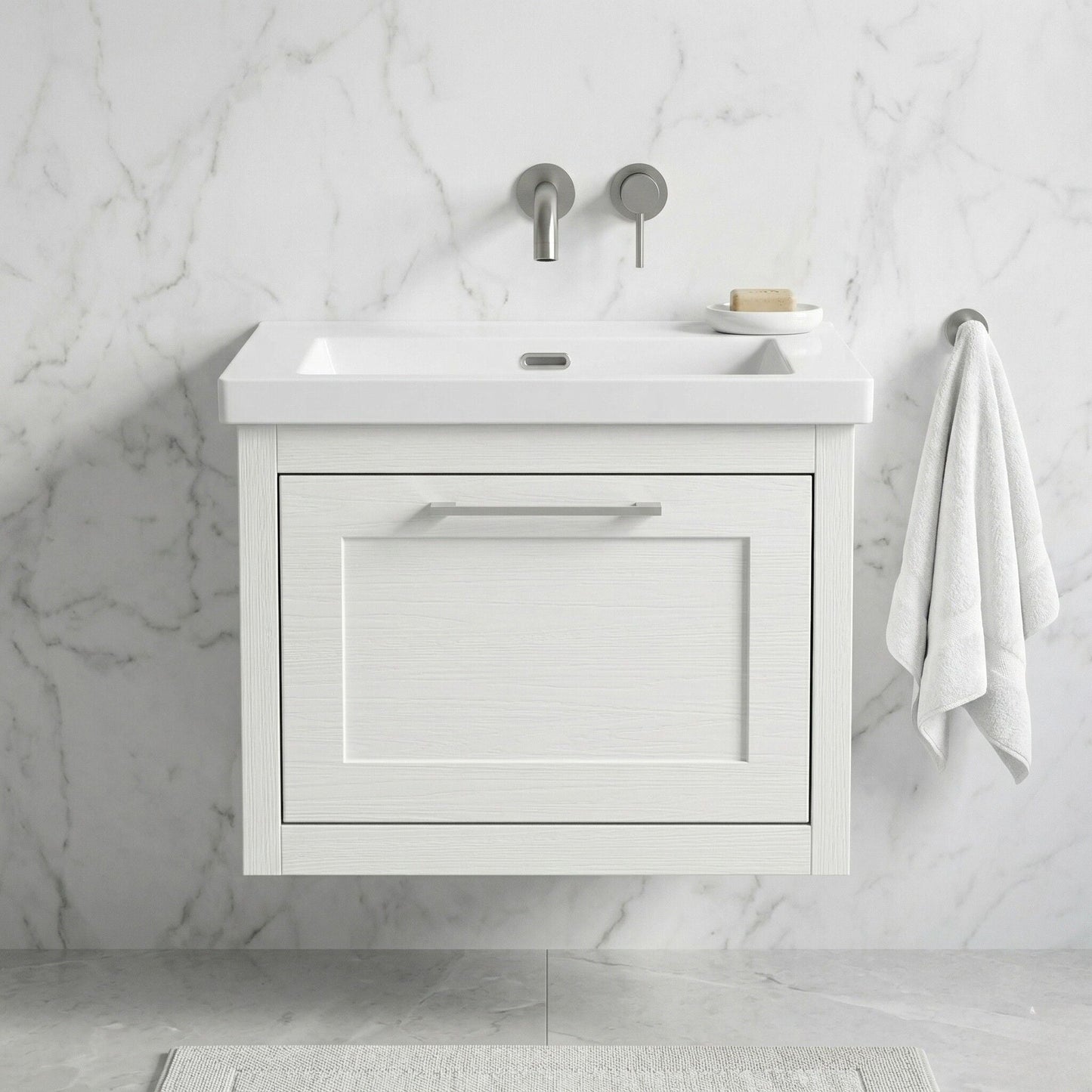[BFCR194K] Blithbury Traditional Bathroom Wall Hung Vanity with Modern Fireclay Basin Unit - Choice of Size, Colour and Basin Type - Silo