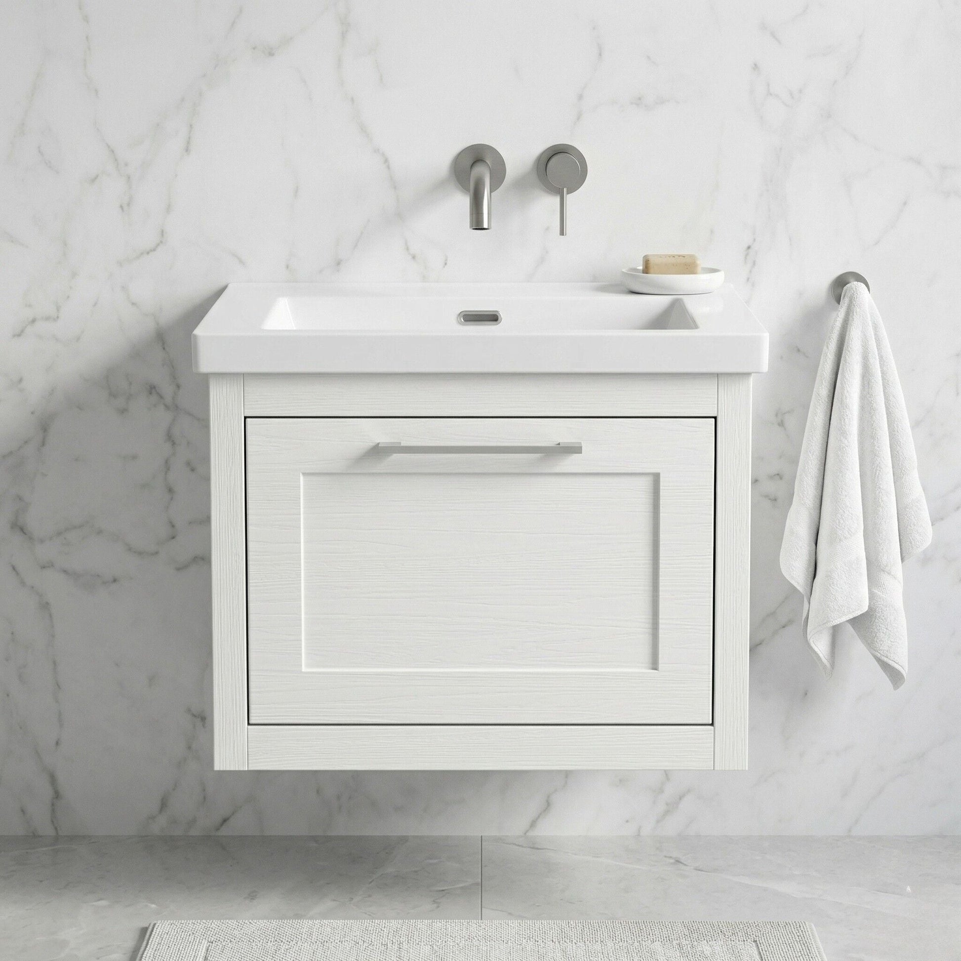 [BFCR194K] Blithbury Traditional Bathroom Wall Hung Vanity with Modern Fireclay Basin Unit - Choice of Size, Colour and Basin Type - Silo