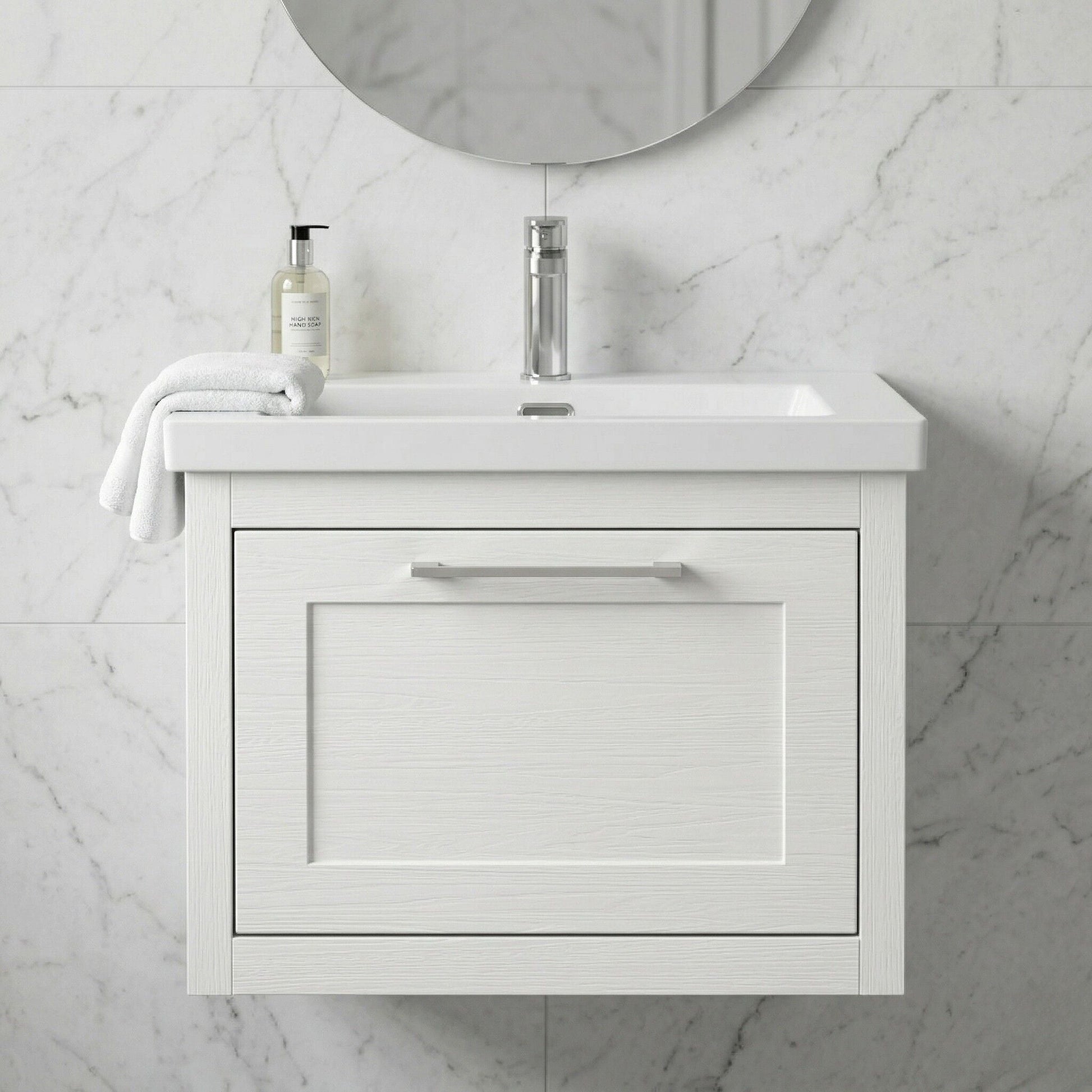 [BFCR194L] Blithbury Traditional Bathroom Wall Hung Vanity with Modern Fireclay Basin Unit - Choice of Size, Colour and Basin Type - Silo