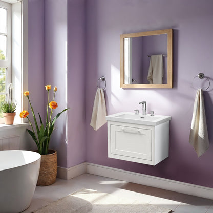 [BFCR194M] Blithbury Traditional Bathroom Wall Hung Vanity with Modern Fireclay Basin Unit - Choice of Size, Colour and Basin Type - Lifestyle 1