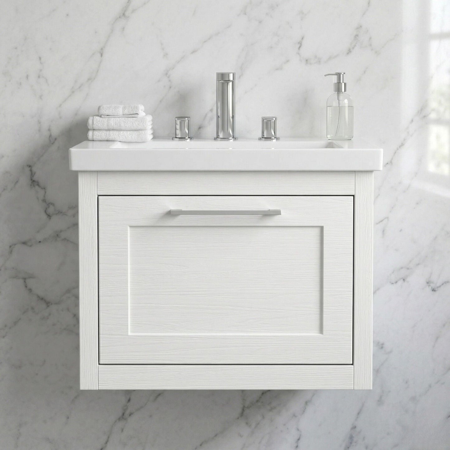 [BFCR194M] Blithbury Traditional Bathroom Wall Hung Vanity with Modern Fireclay Basin Unit - Choice of Size, Colour and Basin Type - Silo