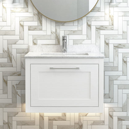 [BFCR194WS1] Blithbury Traditional Bathroom Wall Hung Vanity Unit and Marble Worktop Basin - Choice of Size and Colour - Silo