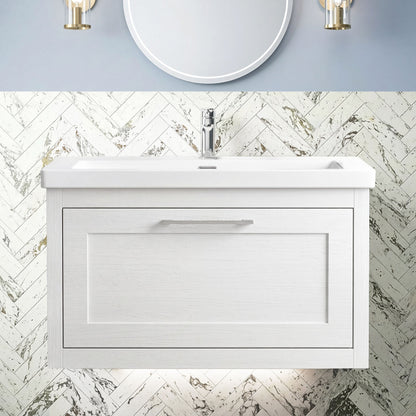[BFCR196A] Blithbury Traditional Wall Hung Vanity Basin Unit with Fireclay Basin - Choice of Size, Colour and Basin Type - Silo
