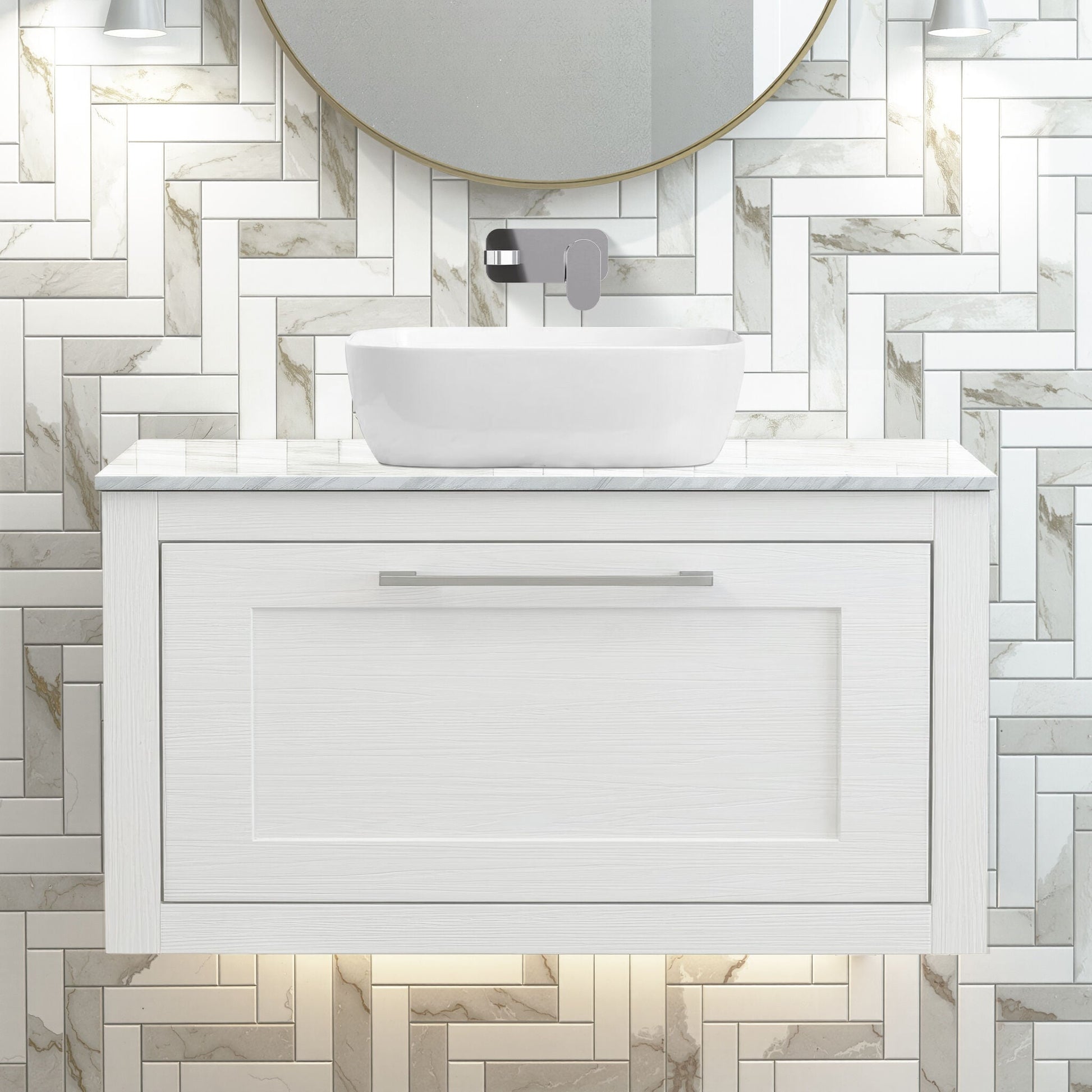 [BFCR196GMT] Blithbury Traditional Bathroom Wall Hung Vanity Unit and Worktop - Choice of Size and Colour - Silo