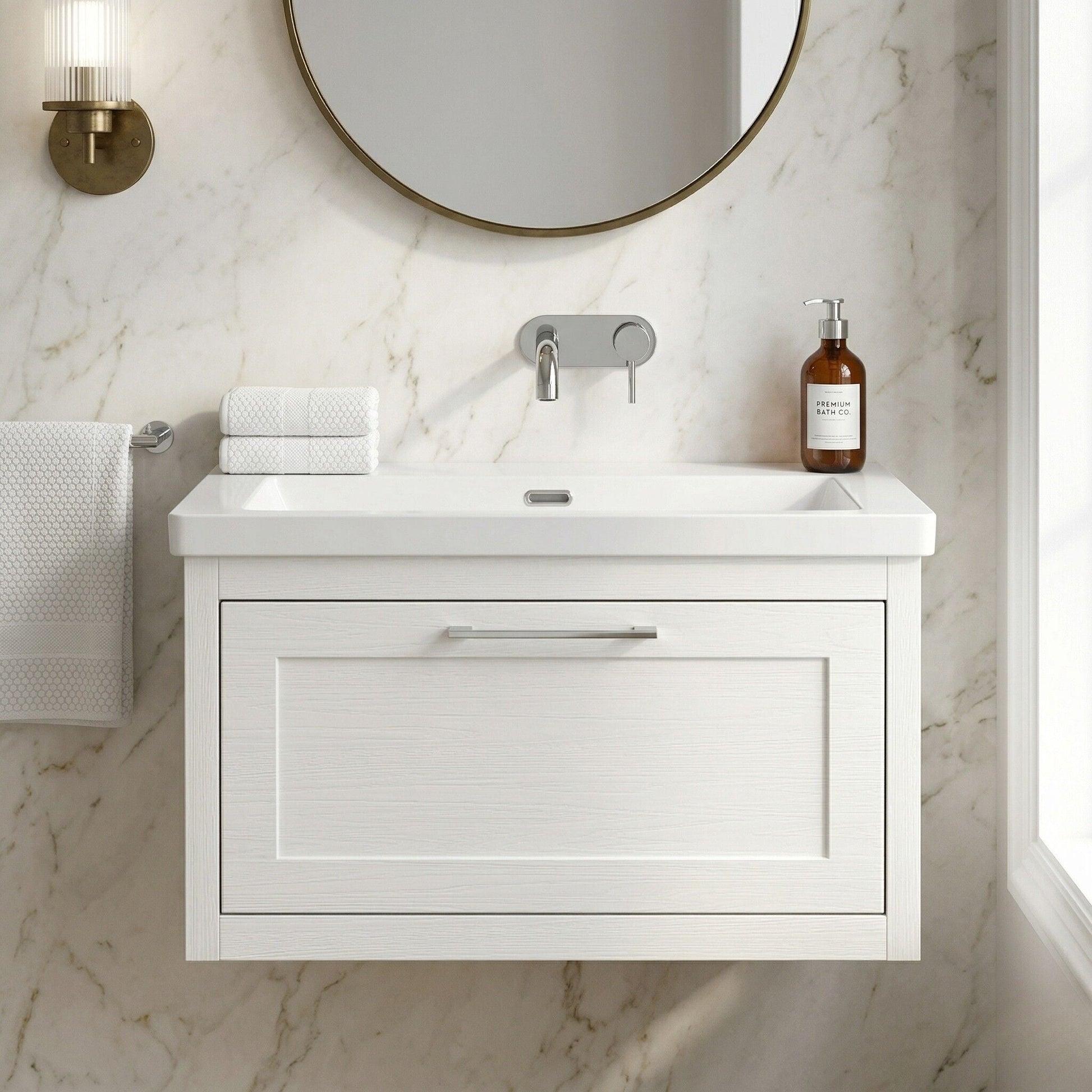 [BFCR196K] Blithbury Traditional Bathroom Wall Hung Vanity with Modern Fireclay Basin Unit - Choice of Size, Colour and Basin Type - Silo