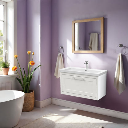 [BFCR196L] Blithbury Traditional Bathroom Wall Hung Vanity with Modern Fireclay Basin Unit - Choice of Size, Colour and Basin Type - Lifestyle 1