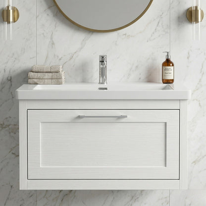 [BFCR196L] Blithbury Traditional Bathroom Wall Hung Vanity with Modern Fireclay Basin Unit - Choice of Size, Colour and Basin Type - Silo