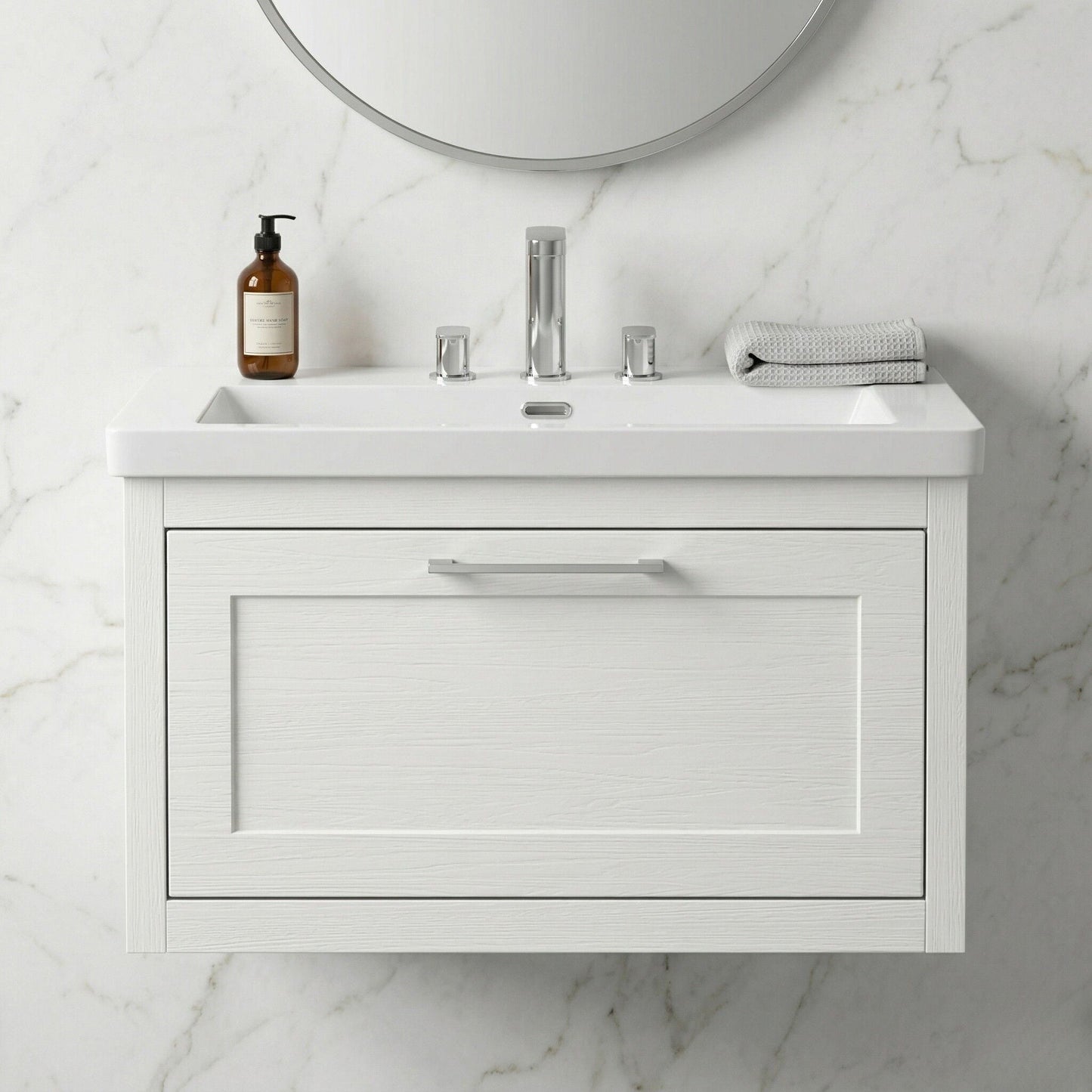 [BFCR196M] Blithbury Traditional Bathroom Wall Hung Vanity with Modern Fireclay Basin Unit - Choice of Size, Colour and Basin Type - Silo