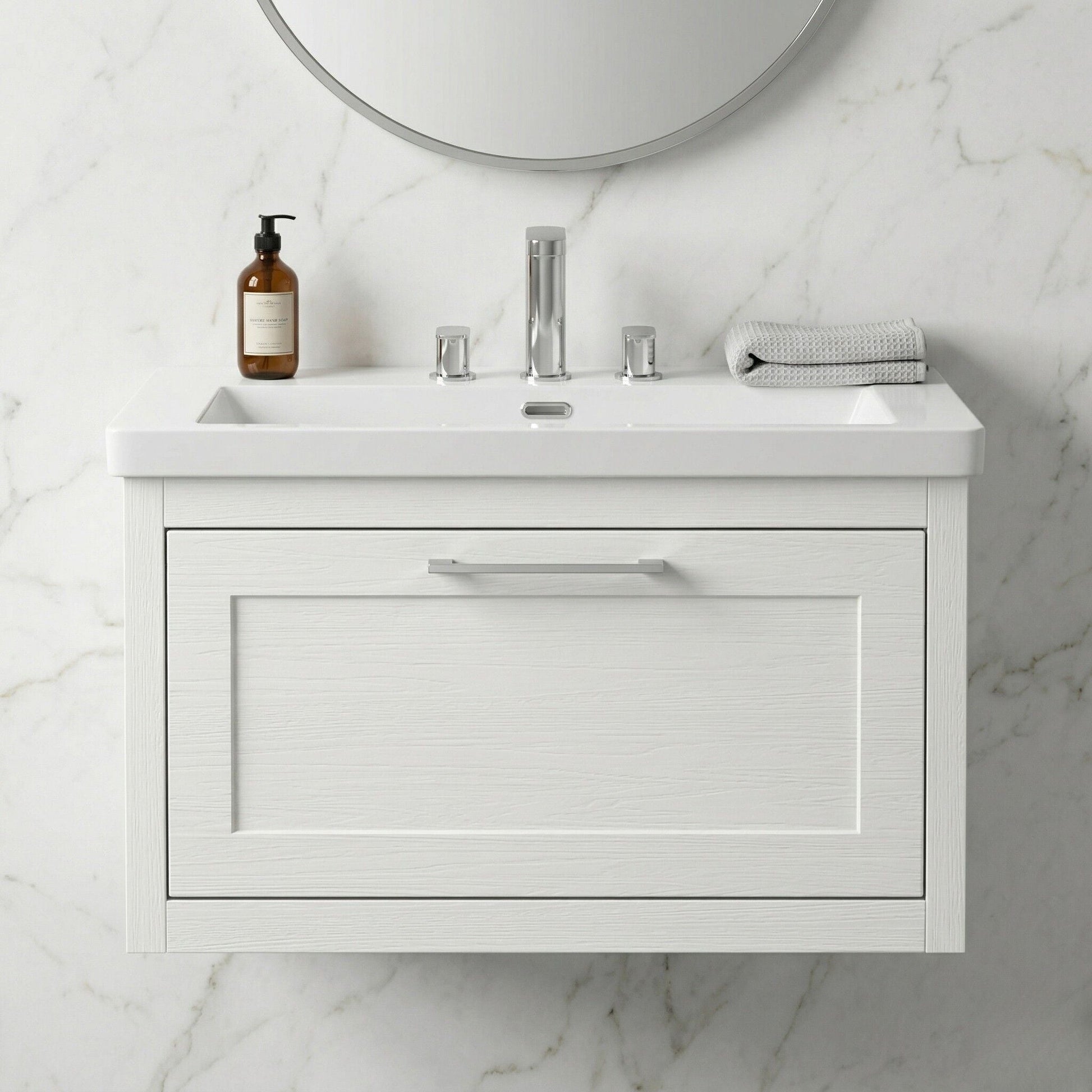 [BFCR196M] Blithbury Traditional Bathroom Wall Hung Vanity with Modern Fireclay Basin Unit - Choice of Size, Colour and Basin Type - Silo