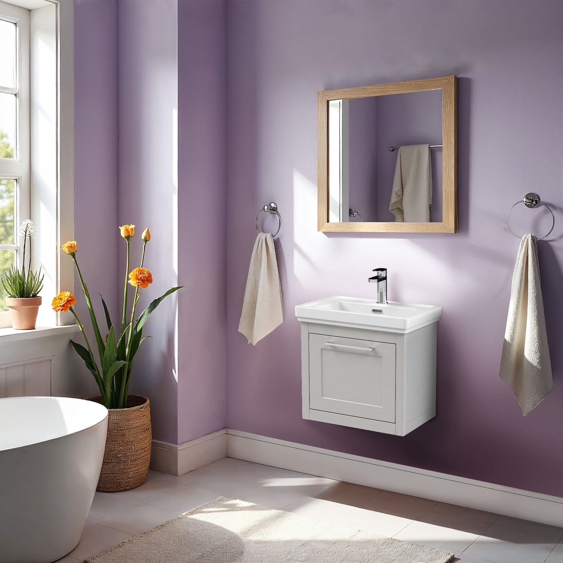 [BFCR291A] Blithbury Traditional Wall Hung Vanity Basin Unit with Fireclay Basin - Choice of Size, Colour and Basin Type - Lifestyle 1
