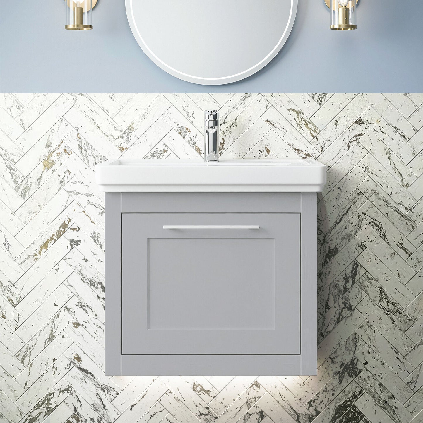 [BFCR291A] Blithbury Traditional Wall Hung Vanity Basin Unit with Fireclay Basin - Choice of Size, Colour and Basin Type - Silo