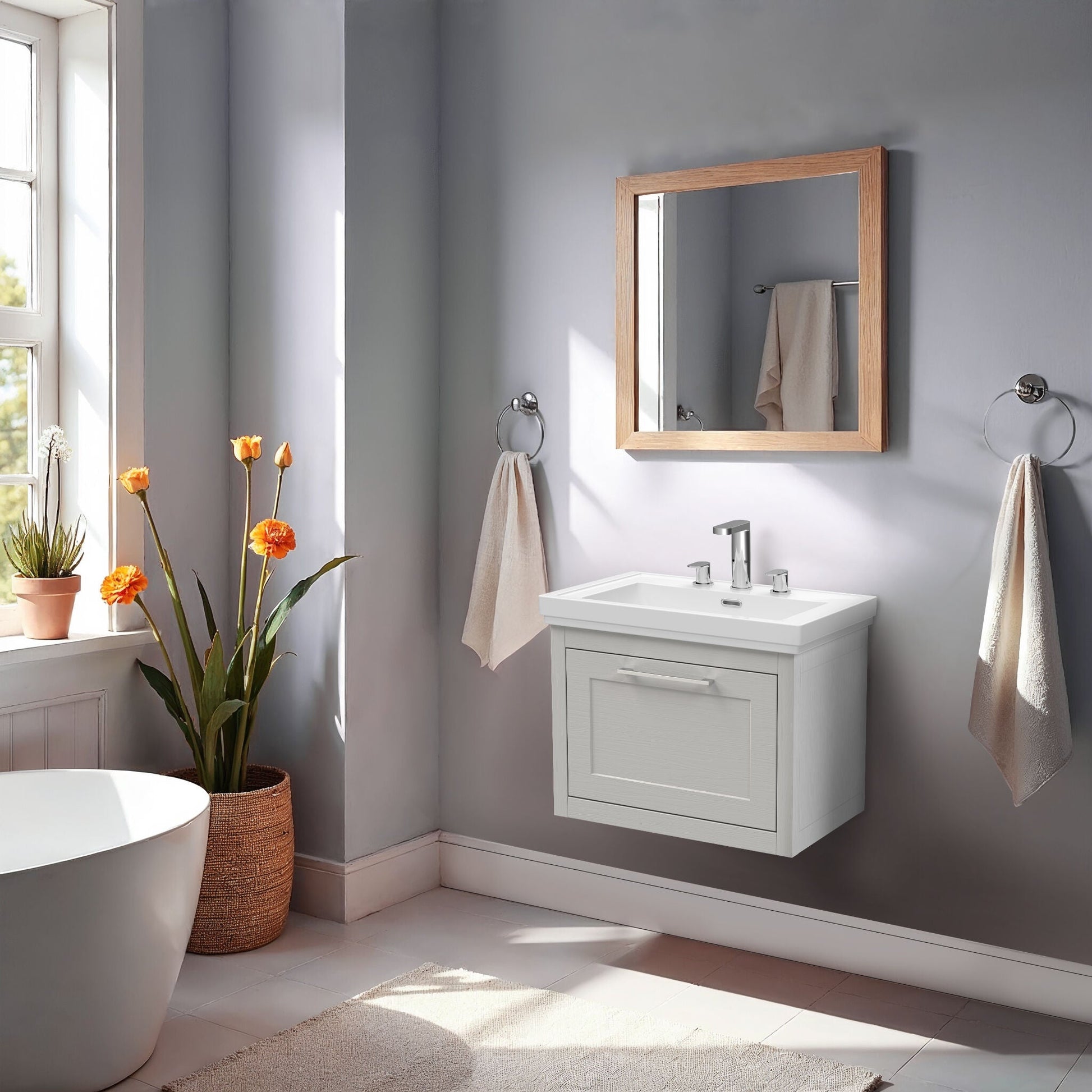 [BFCR294B] Blithbury Traditional Wall Hung Vanity Basin Unit with Fireclay Basin - Choice of Size, Colour and Basin Type - Lifestyle 1