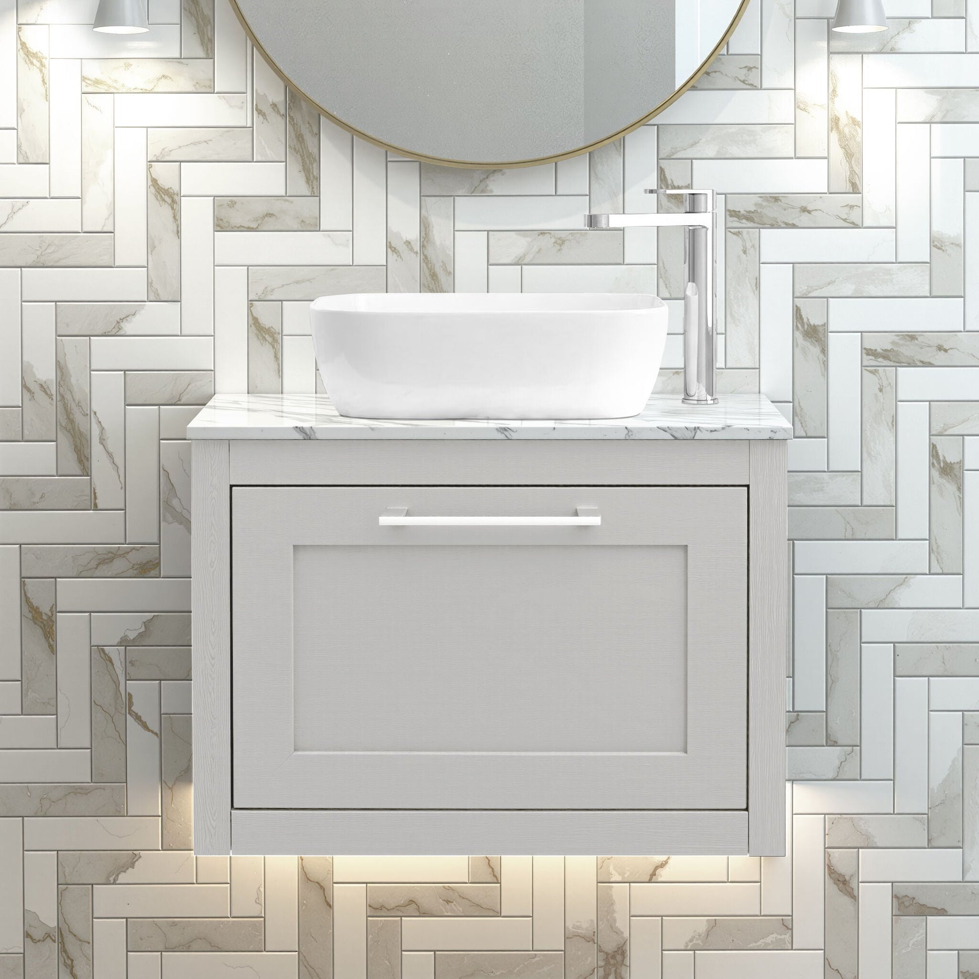 [BFCR294CMT] Blithbury Traditional Bathroom Wall Hung Vanity Unit and Worktop - Choice of Size and Colour - Silo