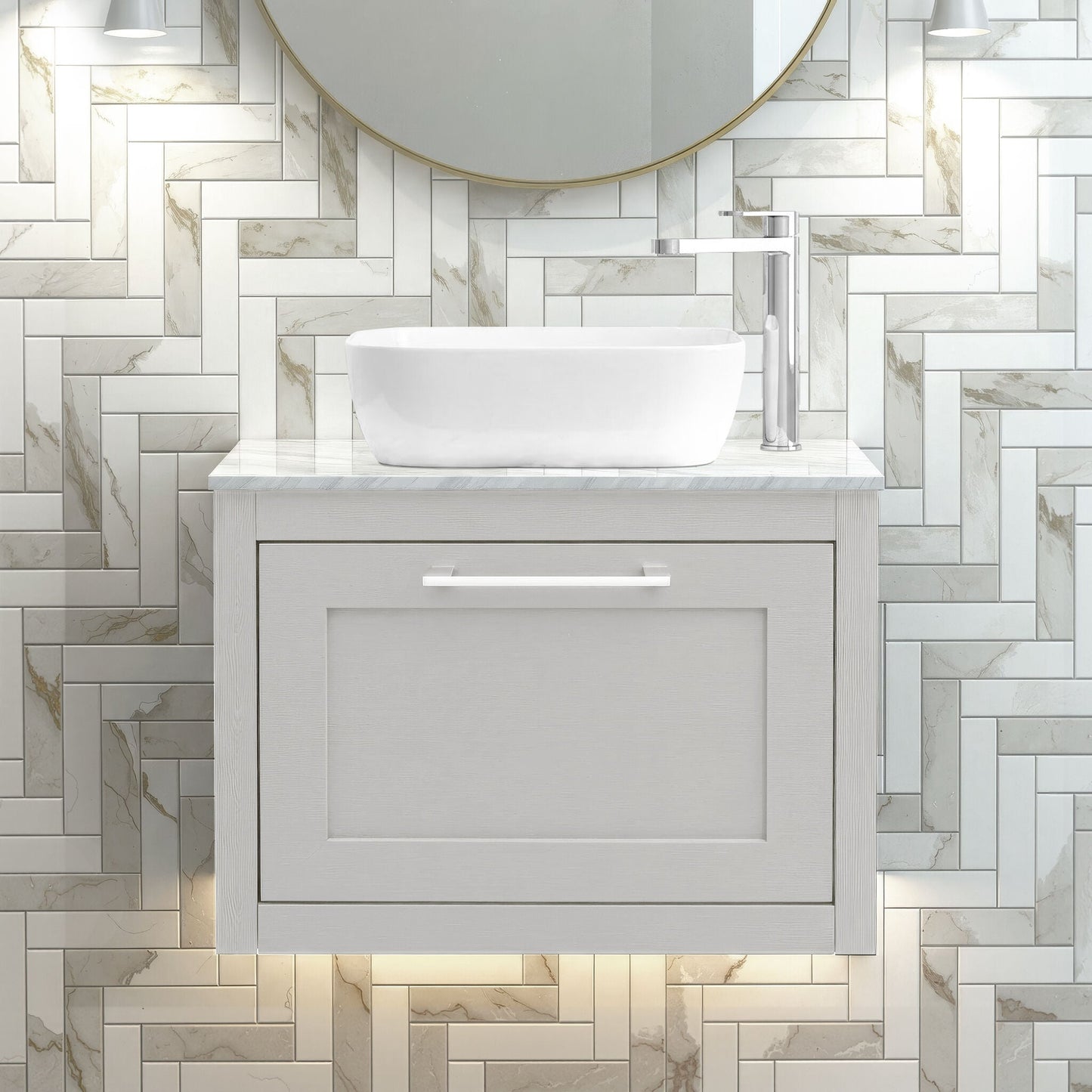 [BFCR294GMT] Blithbury Traditional Bathroom Wall Hung Vanity Unit and Worktop - Choice of Size and Colour - Silo