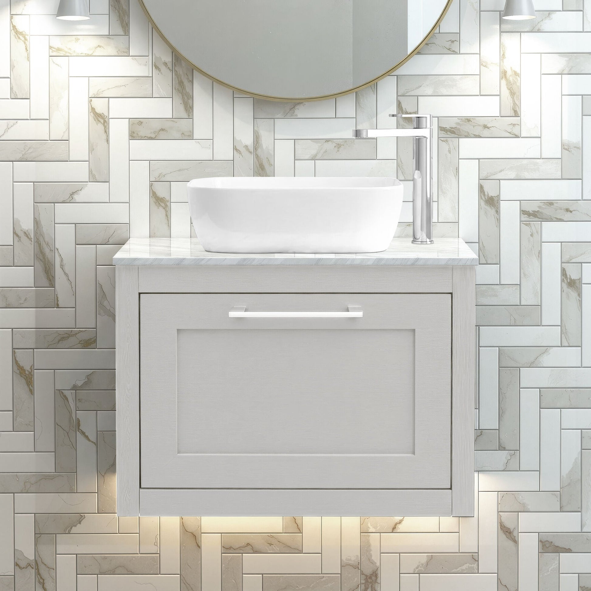 [BFCR294GMT] Blithbury Traditional Bathroom Wall Hung Vanity Unit and Worktop - Choice of Size and Colour - Silo