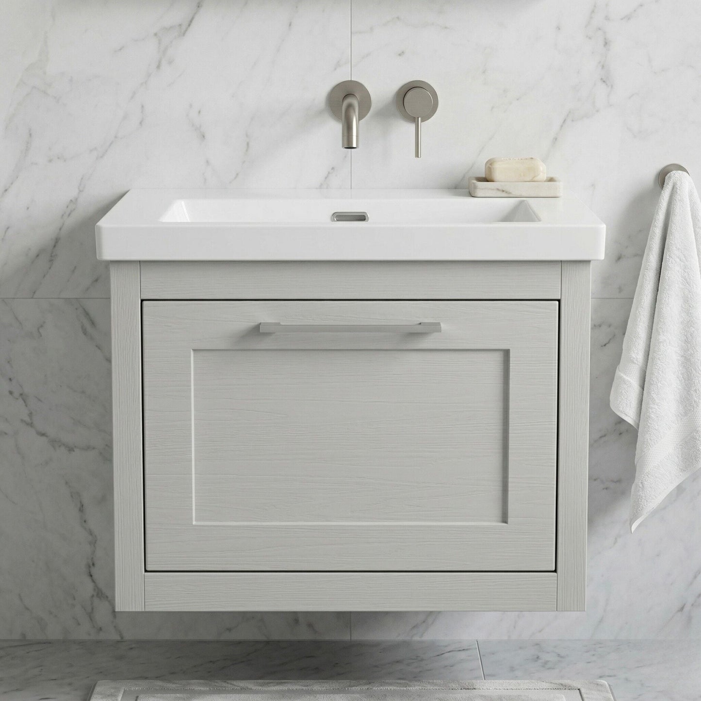 [BFCR294K] Blithbury Traditional Bathroom Wall Hung Vanity with Modern Fireclay Basin Unit - Choice of Size, Colour and Basin Type - Silo