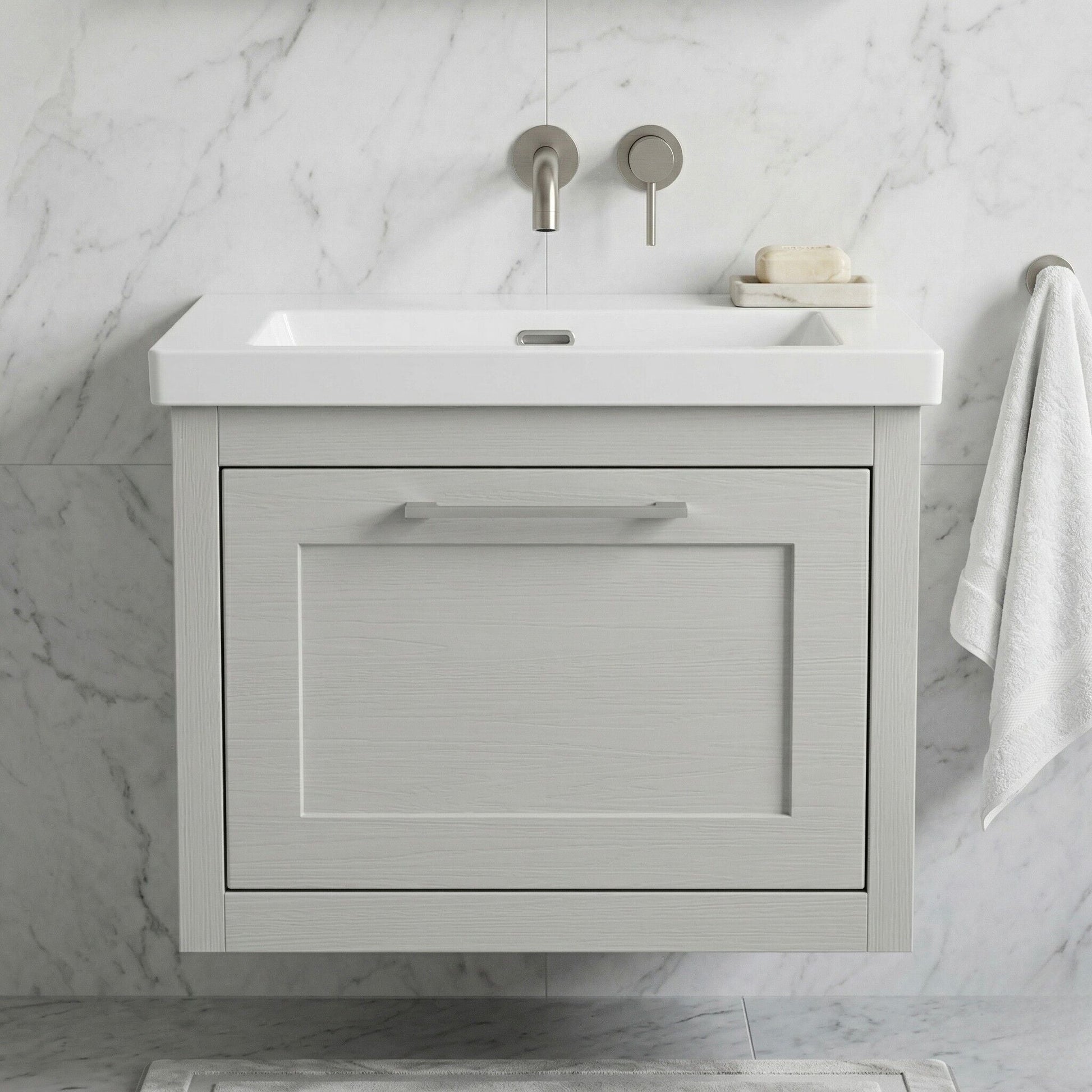 [BFCR294K] Blithbury Traditional Bathroom Wall Hung Vanity with Modern Fireclay Basin Unit - Choice of Size, Colour and Basin Type - Silo