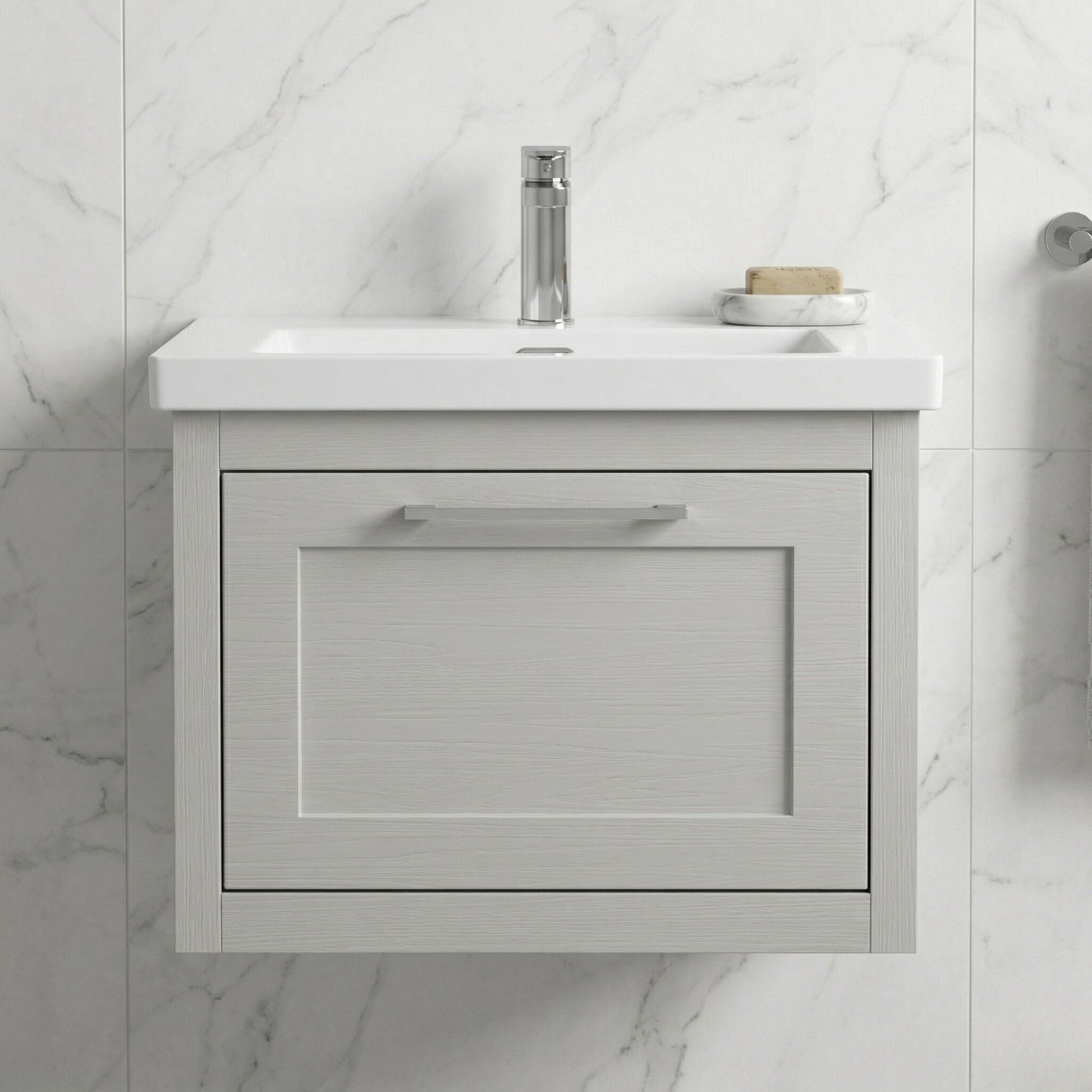 [BFCR294L] Blithbury Traditional Bathroom Wall Hung Vanity with Modern Fireclay Basin Unit - Choice of Size, Colour and Basin Type - Silo