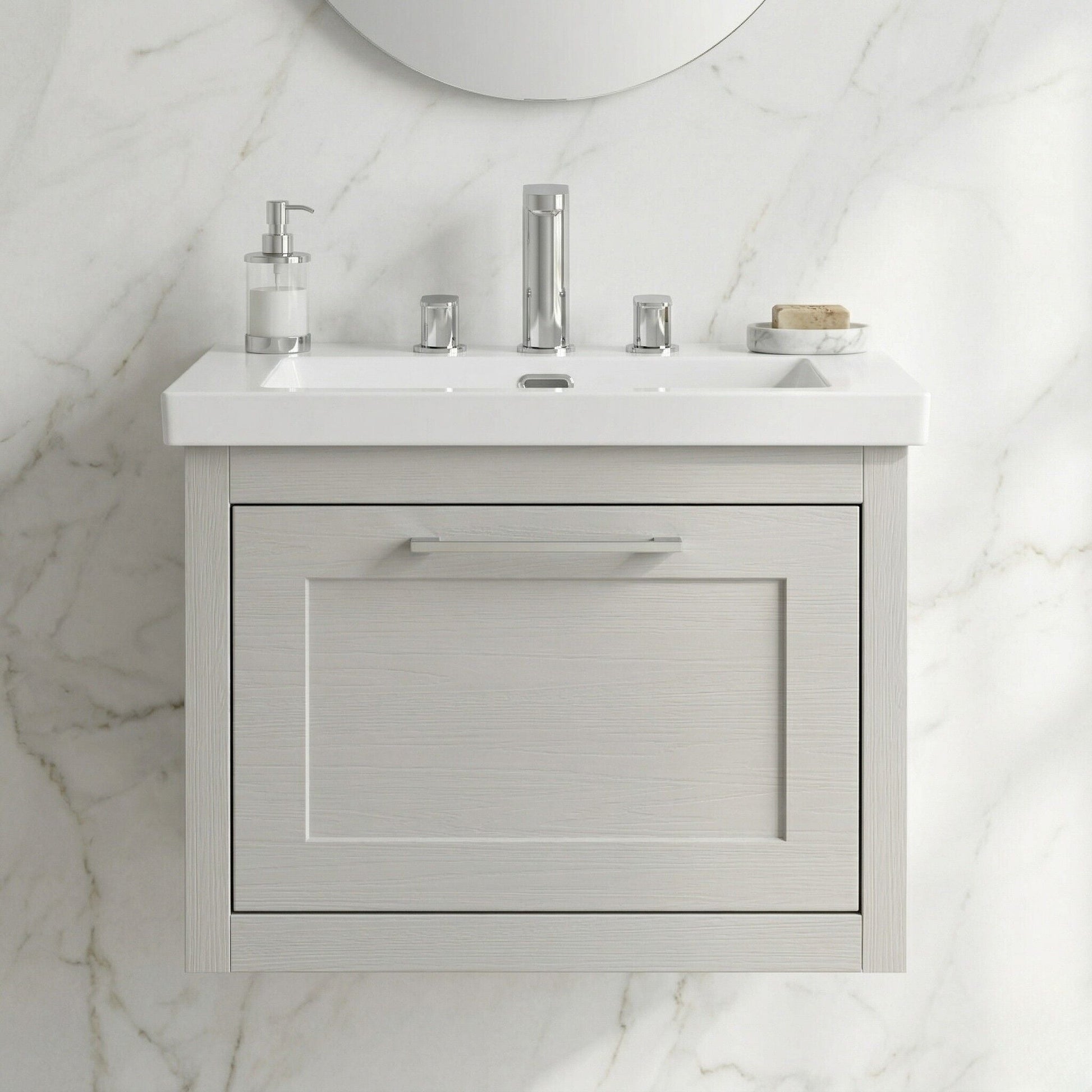[BFCR294M] Blithbury Traditional Bathroom Wall Hung Vanity with Modern Fireclay Basin Unit - Choice of Size, Colour and Basin Type - Silo
