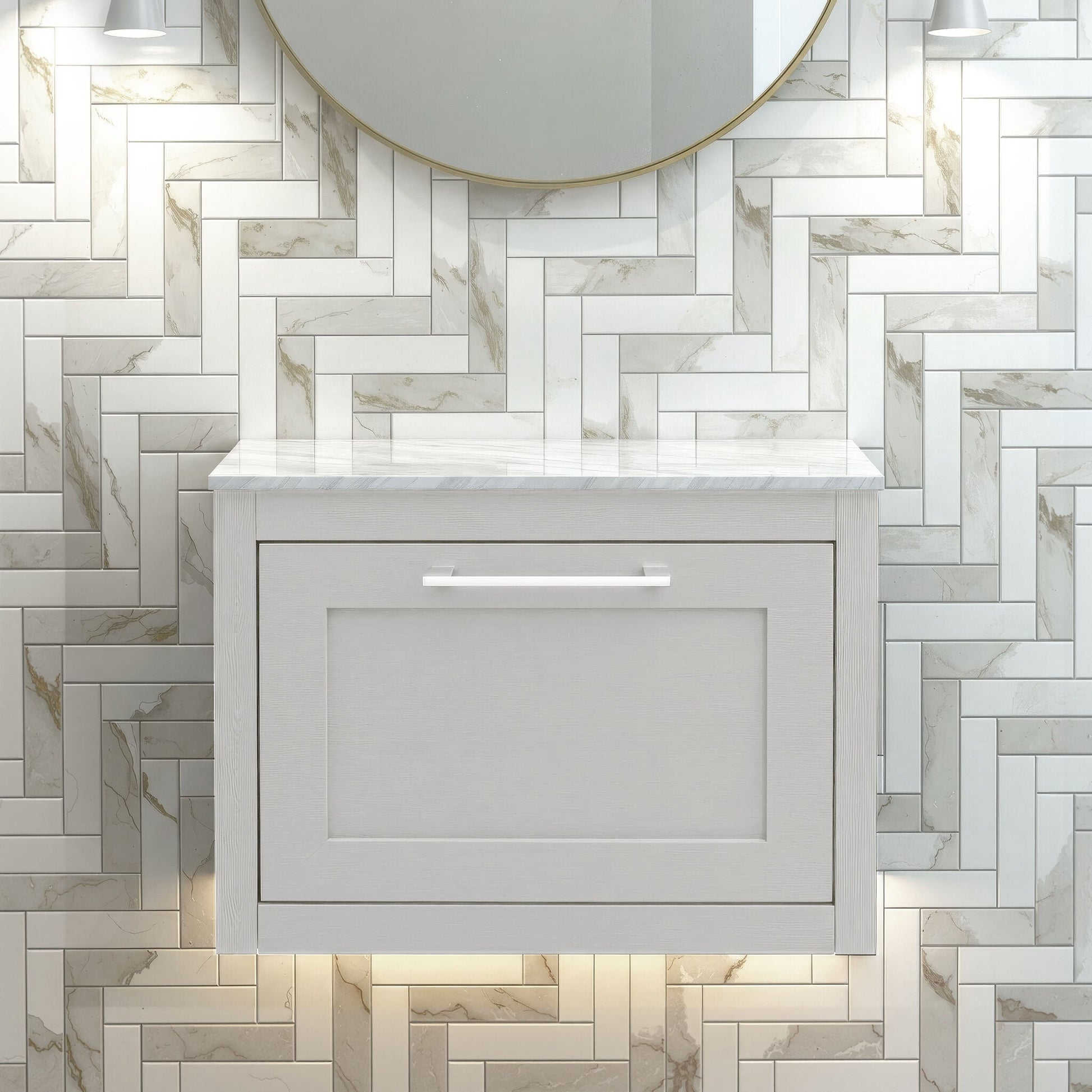 [BFCR294WMT] Blithbury Traditional Bathroom Wall Hung Vanity Unit and Worktop - Choice of Size and Colour - Silo
