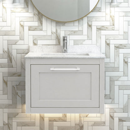 [BFCR294WS1] Blithbury Traditional Bathroom Wall Hung Vanity Unit and Marble Worktop Basin - Choice of Size and Colour - Silo