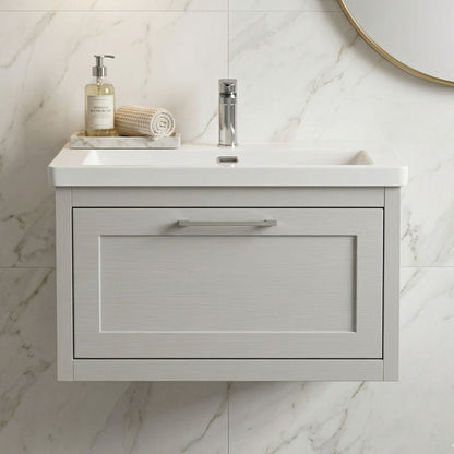 [BFCR296L] Blithbury Traditional Bathroom Wall Hung Vanity with Modern Fireclay Basin Unit - Choice of Size, Colour and Basin Type - Silo