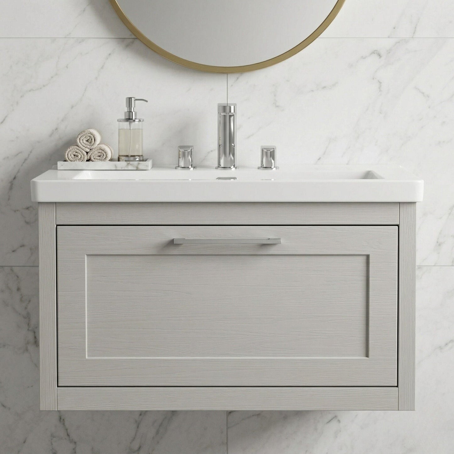 [BFCR296M] Blithbury Traditional Bathroom Wall Hung Vanity with Modern Fireclay Basin Unit - Choice of Size, Colour and Basin Type - Silo