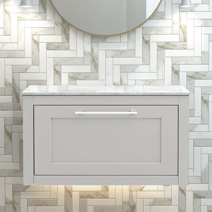 [BFCR296WMT] Blithbury Traditional Bathroom Wall Hung Vanity Unit and Worktop - Choice of Size and Colour - Silo