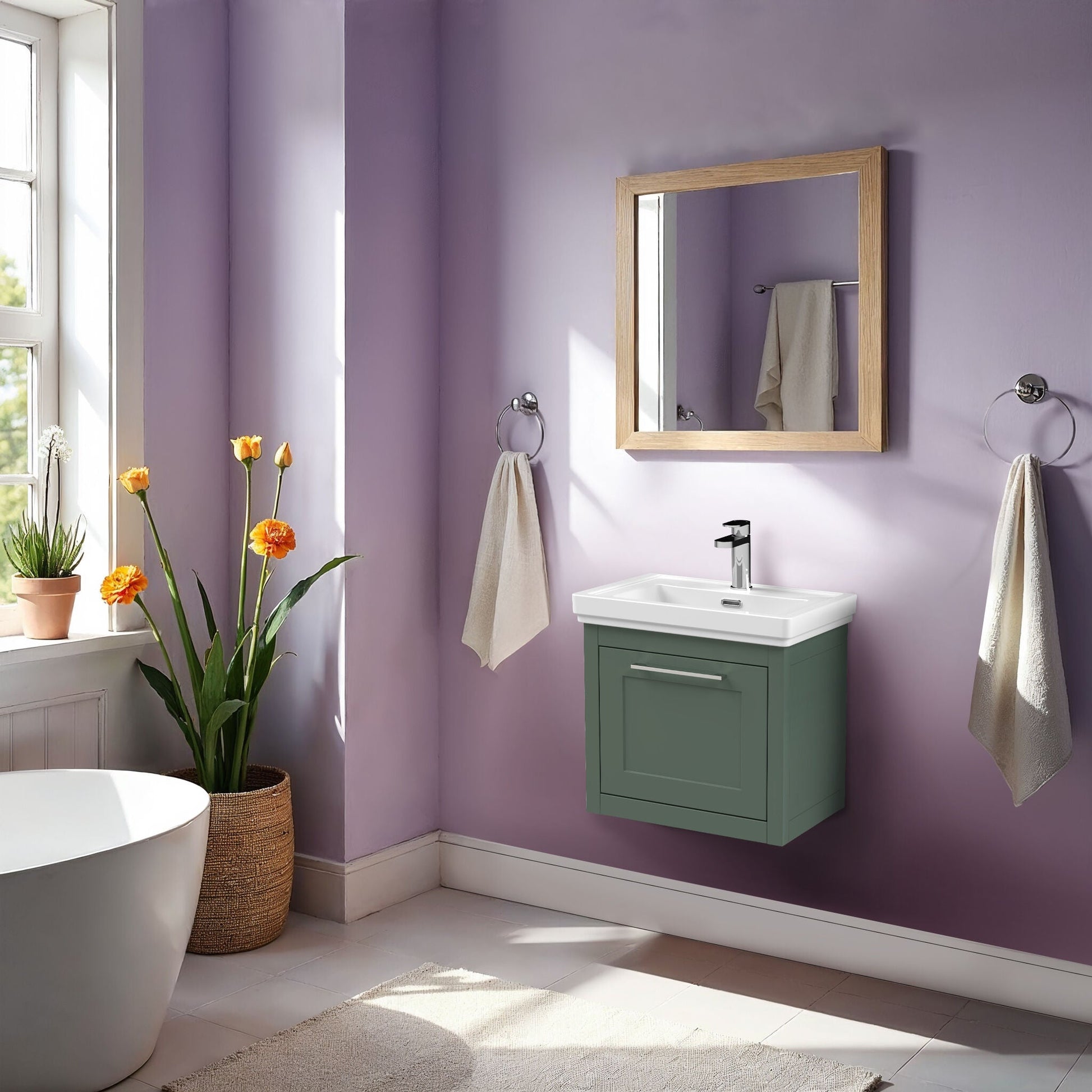 [BFCR891A] Blithbury Traditional Wall Hung Vanity Basin Unit with Fireclay Basin - Choice of Size, Colour and Basin Type - Lifestyle 1