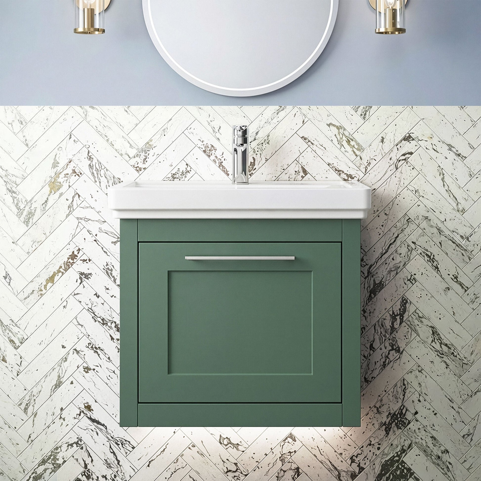 [BFCR891A] Blithbury Traditional Wall Hung Vanity Basin Unit with Fireclay Basin - Choice of Size, Colour and Basin Type - Silo