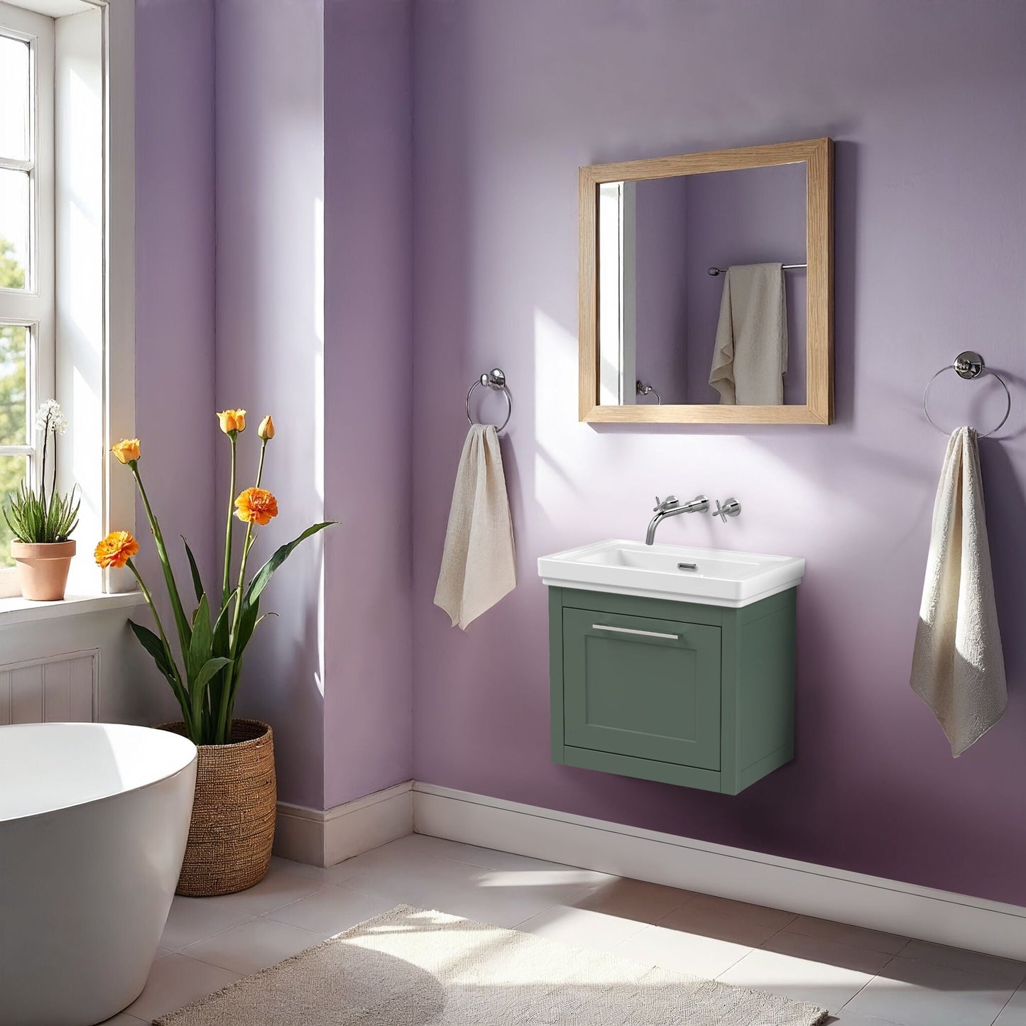 [BFCR891H] Blithbury Traditional Wall Hung Vanity Basin Unit with Fireclay Basin - Choice of Size, Colour and Basin Type - Lifestyle 1