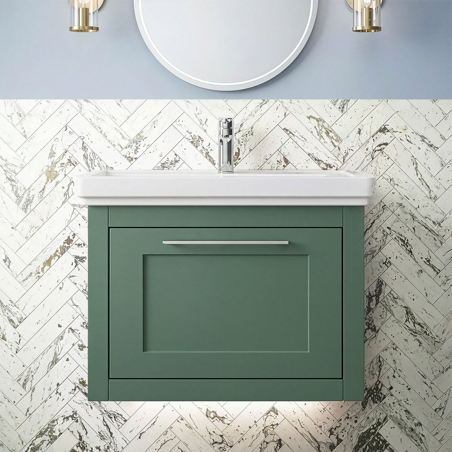 [BFCR894A] Blithbury Traditional Wall Hung Vanity Basin Unit with Fireclay Basin - Choice of Size, Colour and Basin Type - Silo