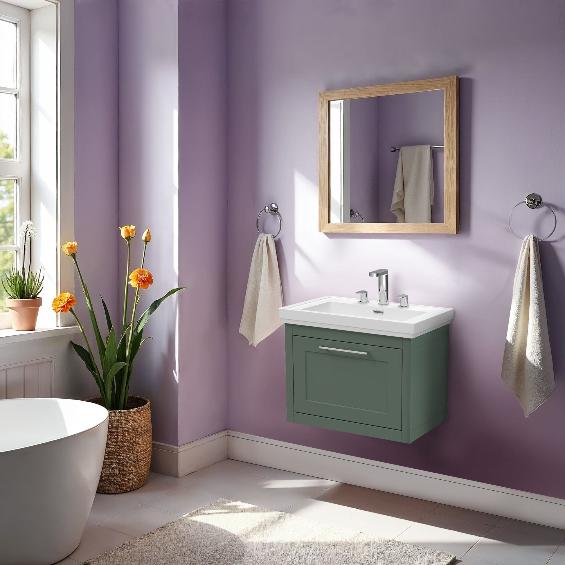 [BFCR894B] Blithbury Traditional Wall Hung Vanity Basin Unit with Fireclay Basin - Choice of Size, Colour and Basin Type - Lifestyle 1