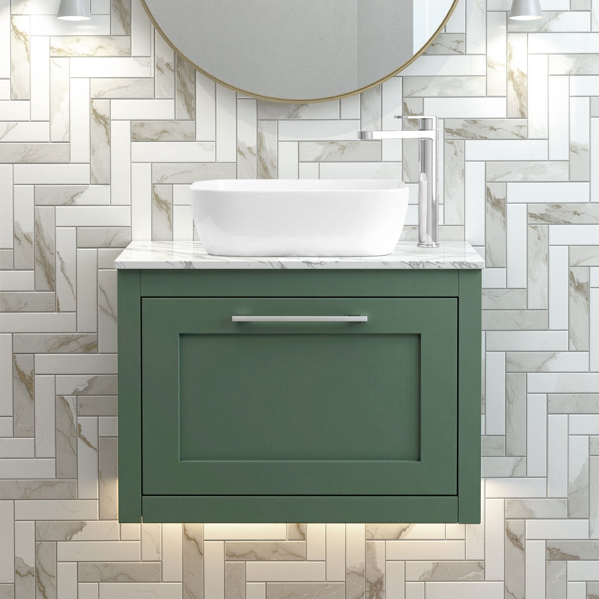 [BFCR894CMT] Blithbury Traditional Bathroom Wall Hung Vanity Unit and Worktop - Choice of Size and Colour - Silo