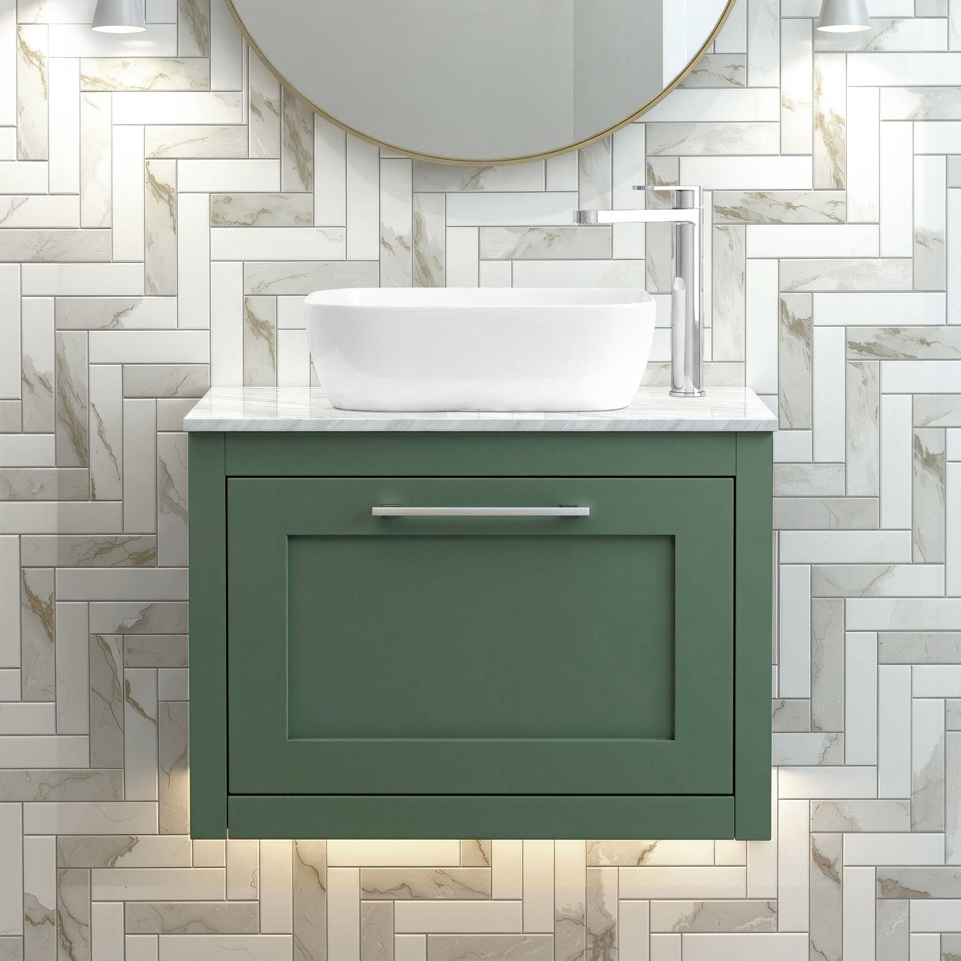[BFCR894GMT] Blithbury Traditional Bathroom Wall Hung Vanity Unit and Worktop - Choice of Size and Colour - Silo