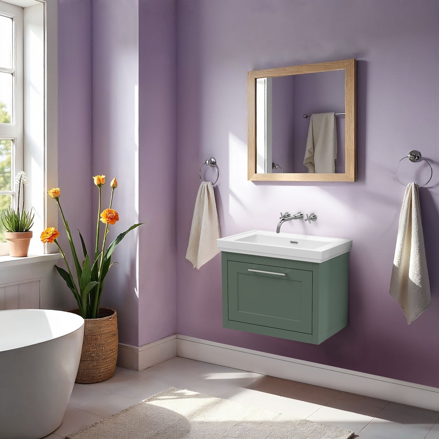 [BFCR894H] Blithbury Traditional Wall Hung Vanity Basin Unit with Fireclay Basin - Choice of Size, Colour and Basin Type - Lifestyle 1