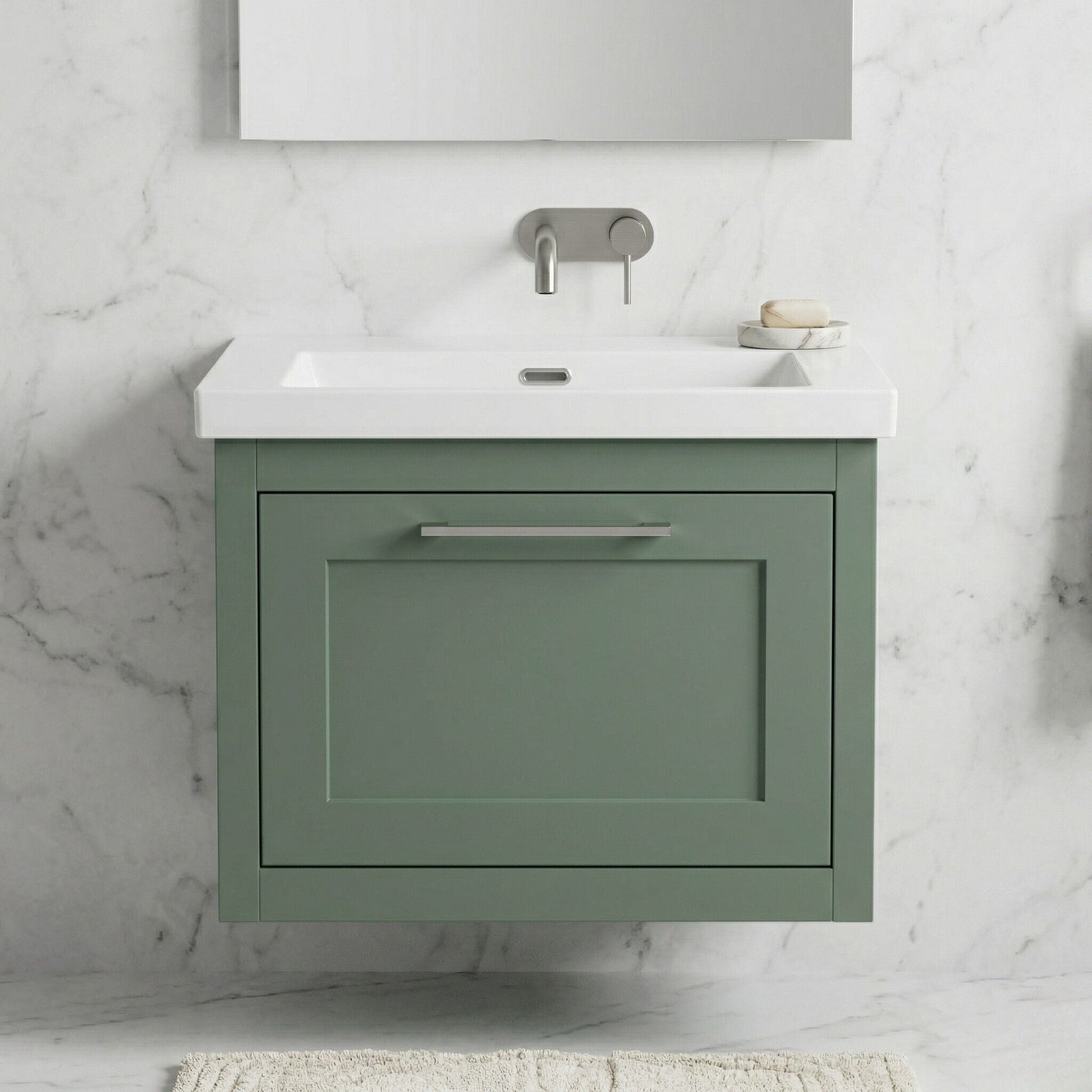 [BFCR894K] Blithbury Traditional Bathroom Wall Hung Vanity with Modern Fireclay Basin Unit - Choice of Size, Colour and Basin Type - Silo