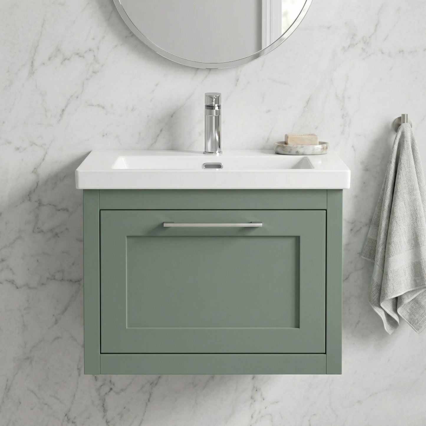 [BFCR894L] Blithbury Traditional Bathroom Wall Hung Vanity with Modern Fireclay Basin Unit - Choice of Size, Colour and Basin Type - Silo