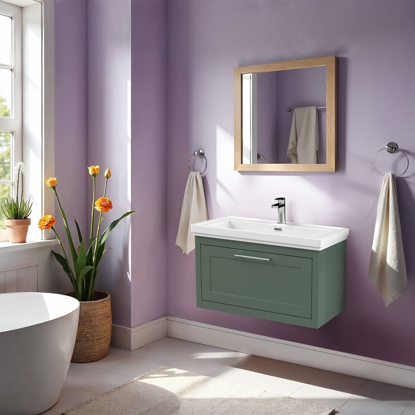 [BFCR896A] Blithbury Traditional Wall Hung Vanity Basin Unit with Fireclay Basin - Choice of Size, Colour and Basin Type - Lifestyle 1
