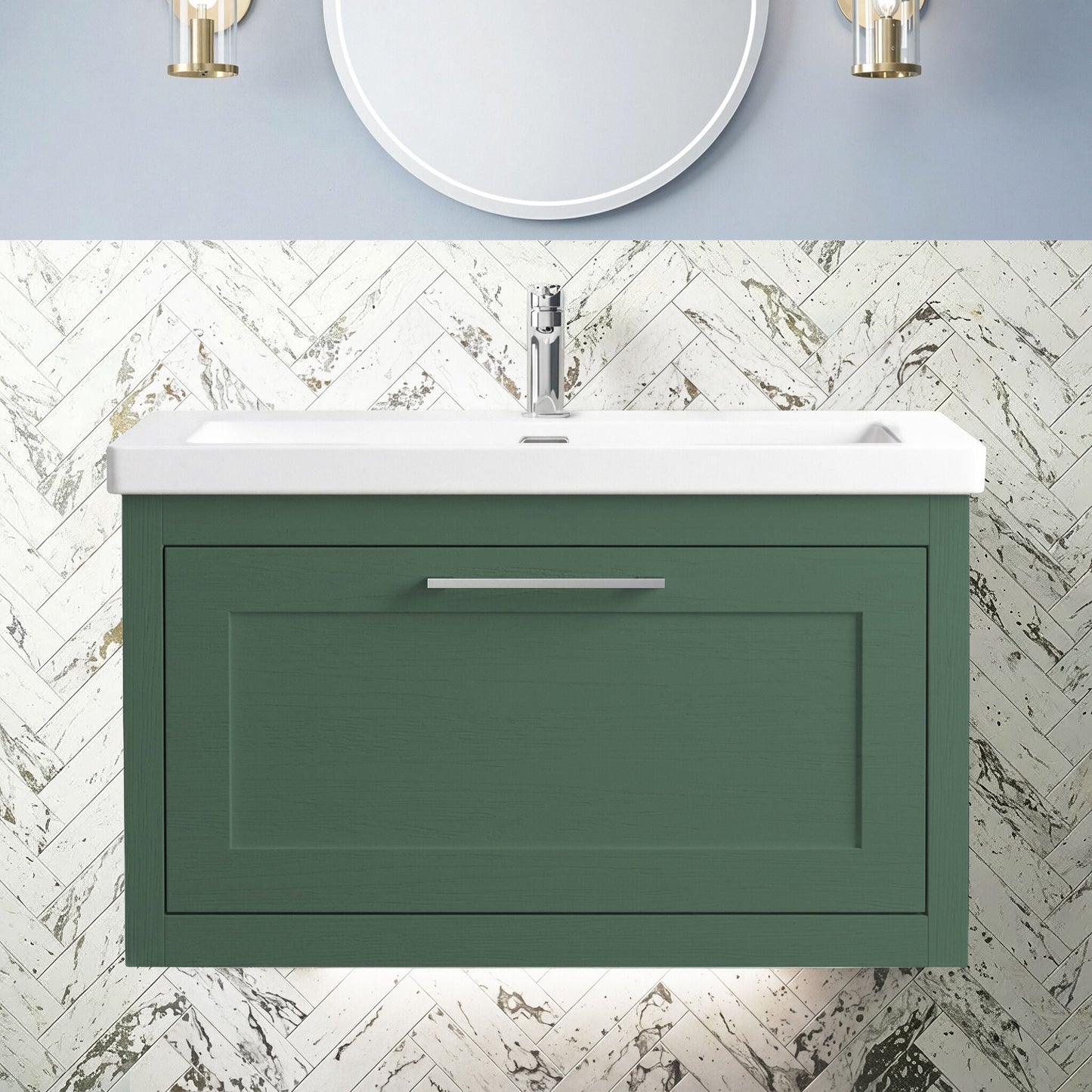 [BFCR896A] Blithbury Traditional Wall Hung Vanity Basin Unit with Fireclay Basin - Choice of Size, Colour and Basin Type - Silo