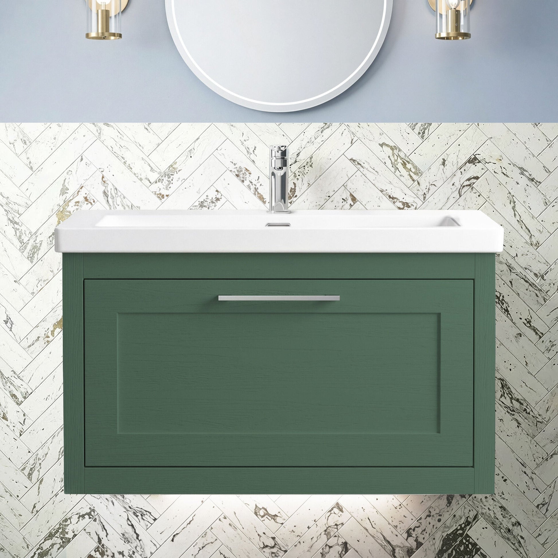 [BFCR896A] Blithbury Traditional Wall Hung Vanity Basin Unit with Fireclay Basin - Choice of Size, Colour and Basin Type - Silo