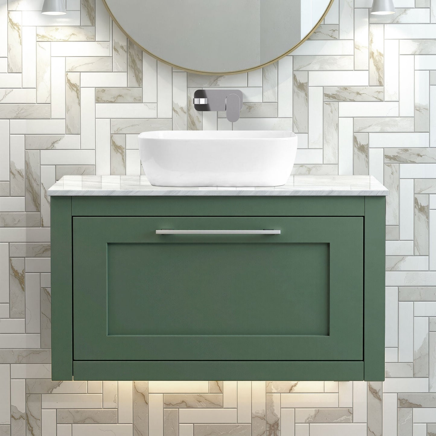 [BFCR896GMT] Blithbury Traditional Bathroom Wall Hung Vanity Unit and Worktop - Choice of Size and Colour - Silo