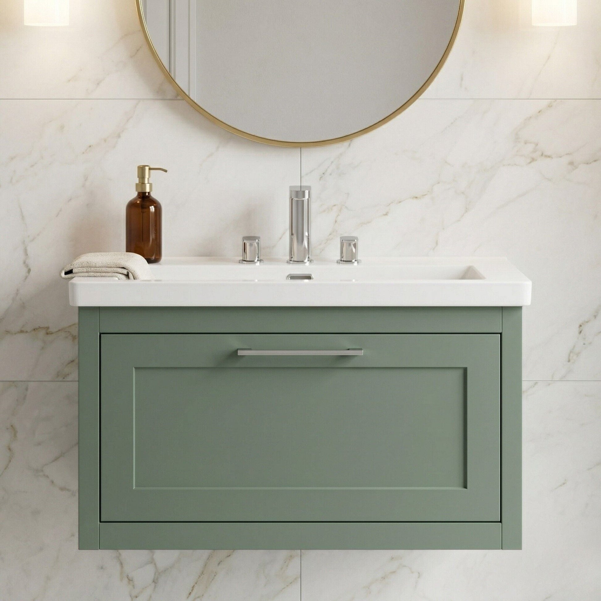 [BFCR896M] Blithbury Traditional Bathroom Wall Hung Vanity with Modern Fireclay Basin Unit - Choice of Size, Colour and Basin Type - Silo