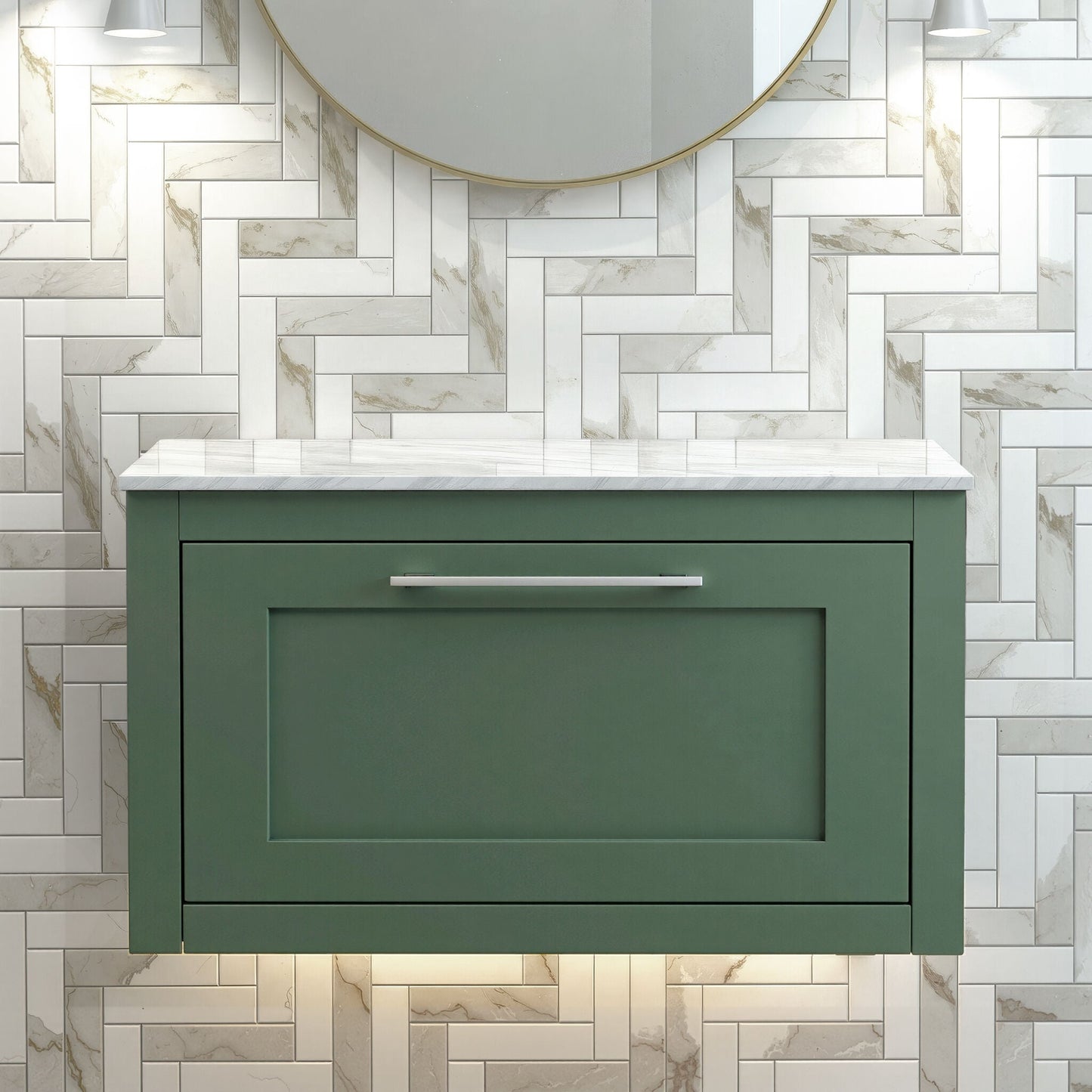 [BFCR896WMT] Blithbury Traditional Bathroom Wall Hung Vanity Unit and Worktop - Choice of Size and Colour - Silo