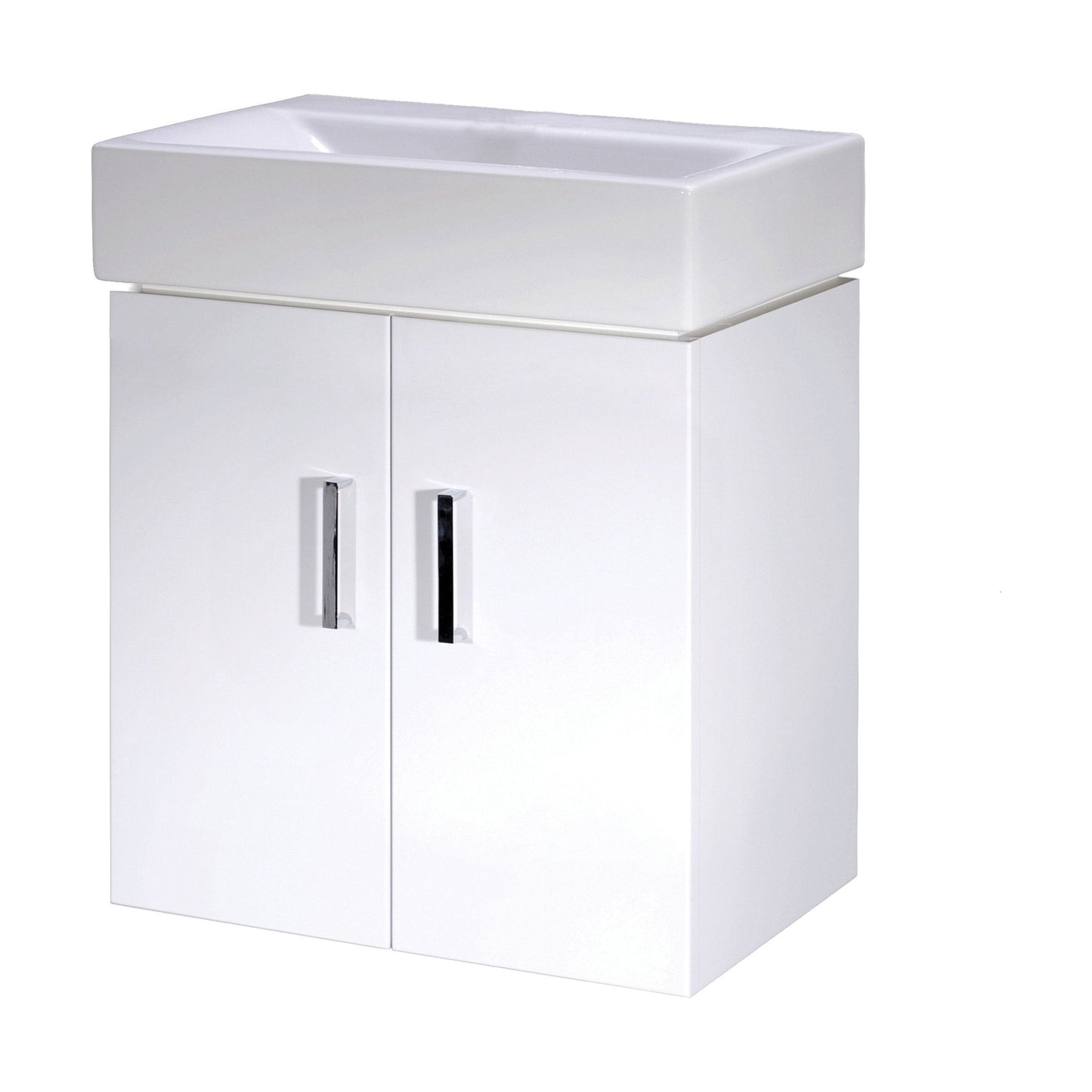 [BFCRW450] Wall Hung 2 Door Cloakroom Vanity Basin Unit - 450mm - Gloss White - Cutout