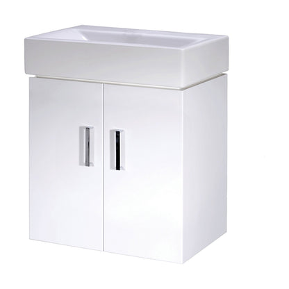 [BFCRW450] Wall Hung 2 Door Cloakroom Vanity Basin Unit - 450mm - Gloss White - Cutout