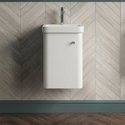 [BFCU101] Flashbrook Contemporary Wall Hung 1 Door Vanity Unit with Ceramic Sink - 400mm - Silo