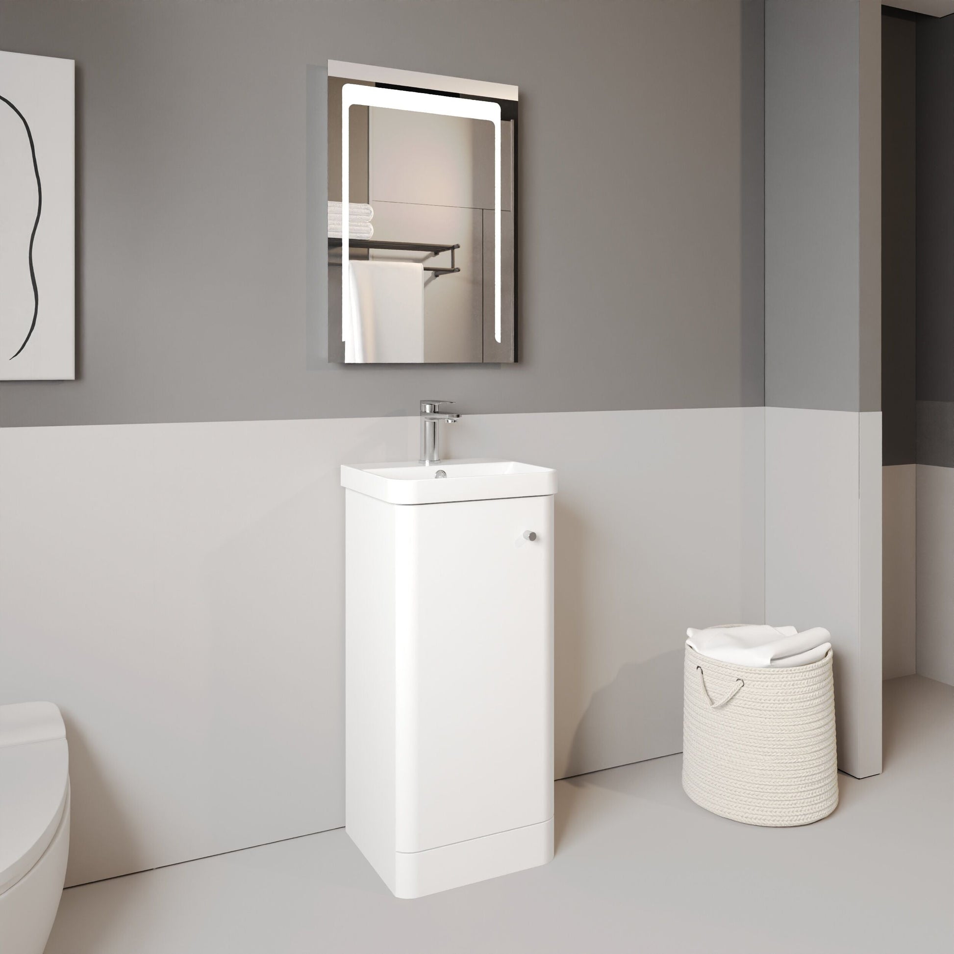 [BFCU102] Flashbrook Floor Standing 1 Door Vanity Unit with Ceramic Basin - 400mm, Choice of Colour - Lifestyle 3