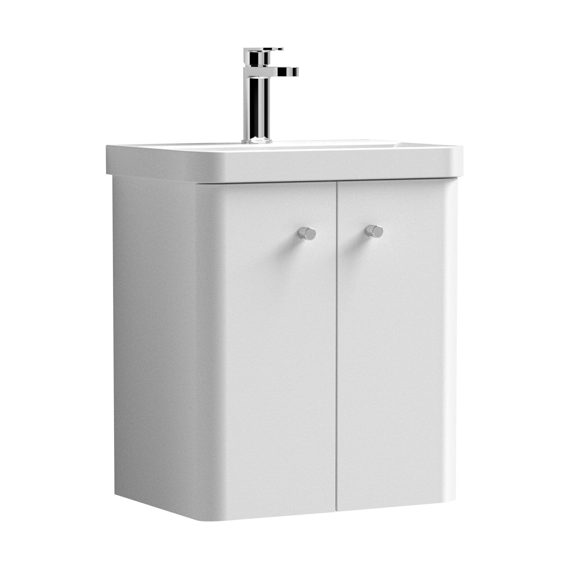 [BFCU103] Flashbrook Contemporary Wall Hung 2 Door Vanity Unit with 1 Tap Hole Basin, Choice of Size and Colour - Cutout