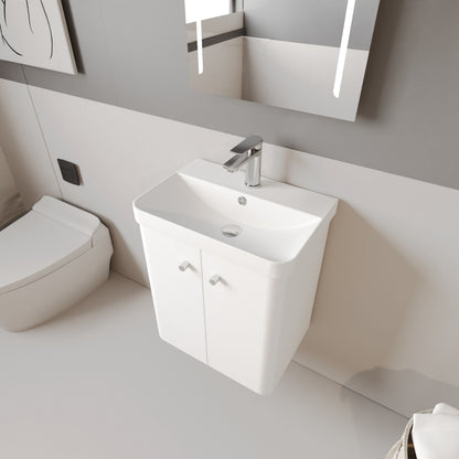[BFCU103] Flashbrook Contemporary Wall Hung 2 Door Vanity Unit with 1 Tap Hole Basin, Choice of Size and Colour - Lifestyle 2